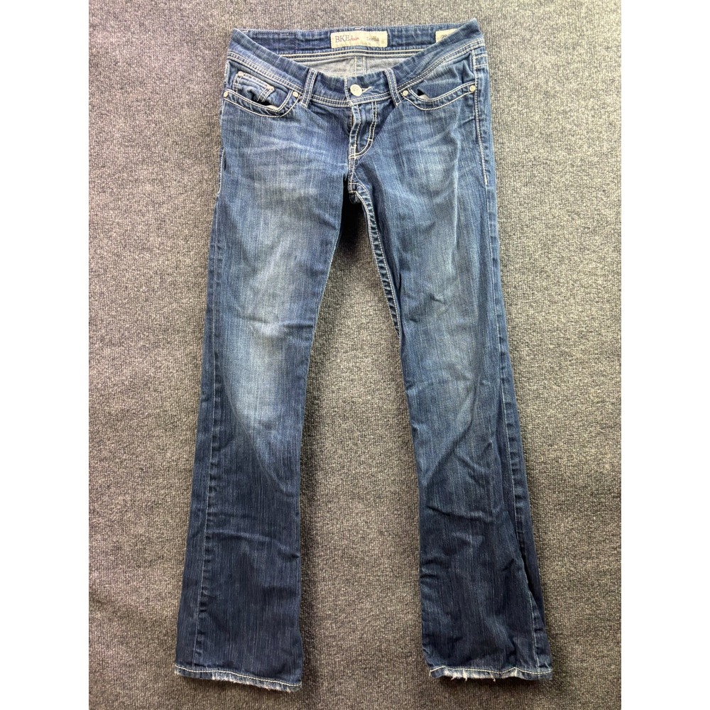 BKE Stella Bootcut Jeans Women 28L Blue Low Rise Distressed Denim